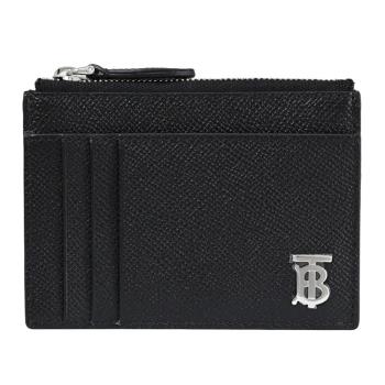 BURBERRY 8065932 品牌金屬LOGO簡約拉鍊零錢包.黑