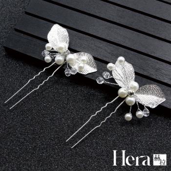 【Hera 赫拉】金色葉子珍珠髮簪-2色#H100419A