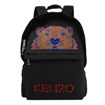 KENZO 5SF300 品牌電繡虎頭太空棉大後背包.黑