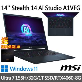 (送延長保固一年)msi Stealth 14 AI Studio A1VFG-009TW (Ultra 7 155H/32G/1T SSD)