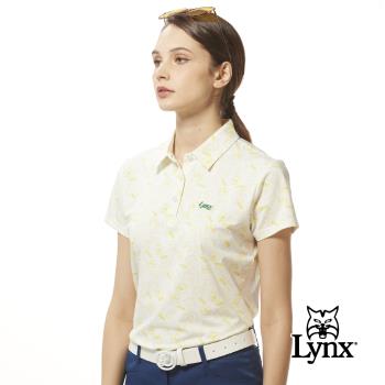 【Lynx Golf】女款吸溼排汗機能高爾夫立可拍照片圖樣造型Lynx繡花短袖POLO衫/高爾夫球衫-白色