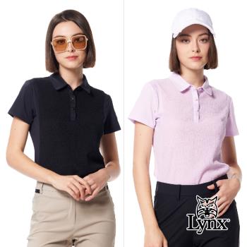 【Lynx Golf】女款日本進口布料銀離子抗菌除臭機能素面外觀剪裁設計短袖POLO衫/高爾夫球衫-黑色