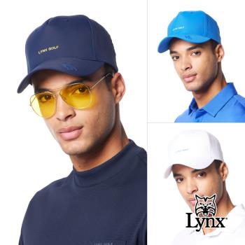 【Lynx Golf】彈性舒適抗UV機能Lynx字樣山貓膠標LOGO可調節式球帽-白色