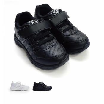 台灣製親子款皮面透氣休閒鞋-黑