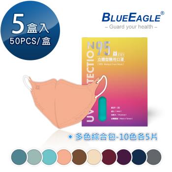 【藍鷹牌】N95立體型成人醫用口罩（綜合包）50片x5盒