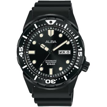 ALBA 雅柏 潛水風格時尚機械錶/全黑/42.4mm (Y676-X060C/AL4377X1)