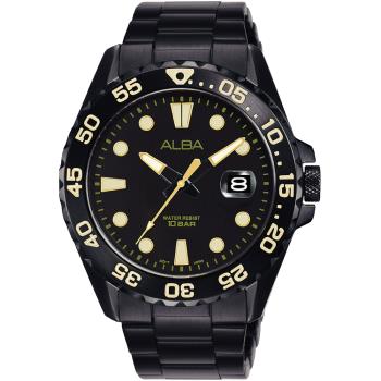 ALBA 雅柏 潛水風格時尚腕錶/全黑/42mm (VJ42-X322SD/AS9N23X1)