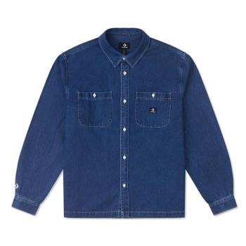 Converse Denim Shirt 男款 深藍色 牛仔 襯衫 長袖 休閒 外套 10026570-A01
