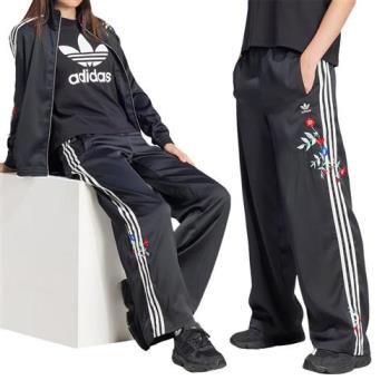 Adidas Floral Fireb Tp 女款 黑色 國際碼 三葉草 刺繡 口袋 寬褲 長褲 IT5377