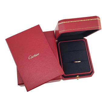 九五成新展示品！Cartier 18K金-鑲三顆鑽Ballerine弧形婚戒47號