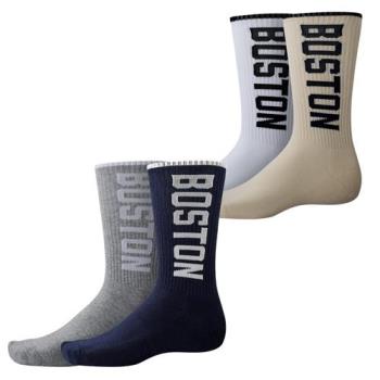 New Balance 襪子 Boston 中筒長襪 2入組 米白/灰藍【運動世界】LAS42362AS1/LAS42362AS2