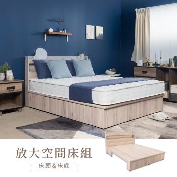 H&D 東稻家居 放大空間3.5尺單人床組2件組-2色(床頭+床底)
