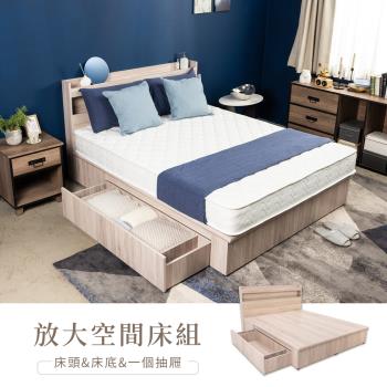 H&D 東稻家居 放大空間3.5尺單人床組3件組-2色(床頭+床底+單抽屜)