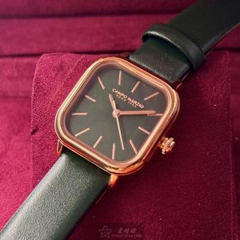CampoMarzio 凱博馬爾茲女錶 26mm 玫瑰金方形精鋼錶殼 墨綠色簡約, 中三針顯示錶面款 CMW0015