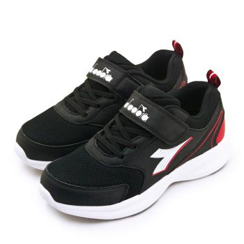 【DIADORA】大童 迪亞多那 22cm-24.5cm 輕量4E寬楦避震慢跑鞋 魔幻次元系列 黑紅銀 11083