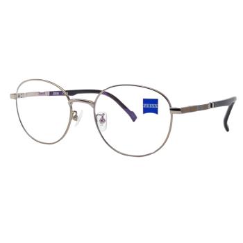 【ZEISS 蔡司】鈦金屬 光學鏡框眼鏡 ZS22120LB 717 橢圓框眼鏡 玫瑰金色框/棕色鏡腳 51mm