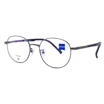 【ZEISS 蔡司】鈦金屬 光學鏡框眼鏡 ZS22120LB 071 橢圓框眼鏡 銀色鈦金屬框/槍黑色鏡腳 51mm