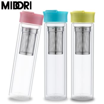 【MIDORI】雙層玻璃纖果隨行瓶-超值二入組