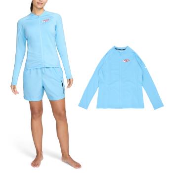 Nike 防曬外套 Hydroguard Swim 女款 藍 紅 防曬 速乾 …