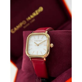 CampoMarzio 凱博馬爾茲女錶 26mm 玫瑰金方形精鋼錶殼 白色簡約, 中三針顯示錶面款 CMW0016