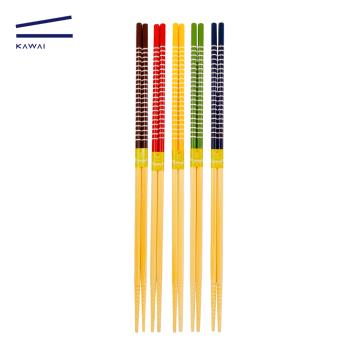 【Kawai】日本製天然竹筷-線條款/油炸筷/撈麵筷(兩雙組)33cm顏色隨機