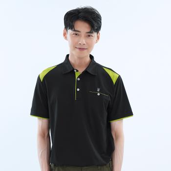 【遊遍天下】男款抗UV吸濕排汗機能POLO衫GS1043黑綠(M-5L大尺碼)