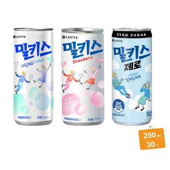 【Lotte 樂天】韓國樂天優格/草莓/無糖 風味碳酸飲250mlx30入/箱