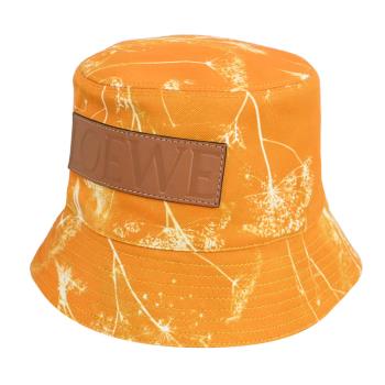 LOEWE 品牌皮標LOGO帆布漁夫帽/遮陽帽.亮橘