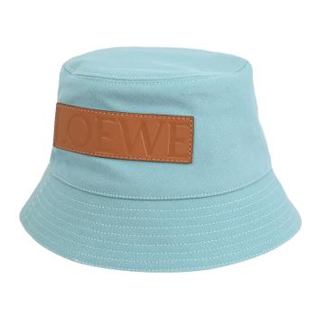 LOEWE 品牌皮標LOGO帆布漁夫帽/遮陽帽.湖水綠