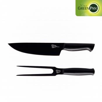 GreenPan Chop &amp; Grill 不沾肉叉主廚刀兩件組 刀具/廚房配件