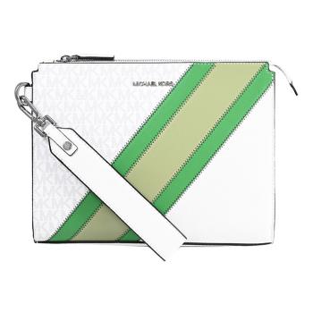 【展示福利品】MICHAEL KORS COOPER 品牌印花條紋手提萬用包.白綠