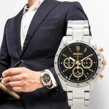 SEIKO 精工 SPIRIT系列 SBTR015 三眼 計時 鋼帶 手錶 熊貓 石英 男士 現代