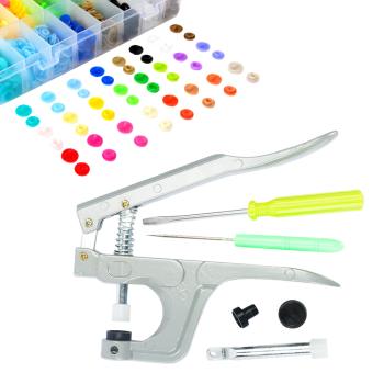 Colorland-T5彩色塑膠四合扣15色150套+手壓式打扣機DIY安裝工具