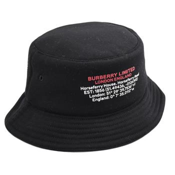 BURBERRY 8050066 簡約燙印LOGO加厚棉質漁夫帽/遮陽帽.黑