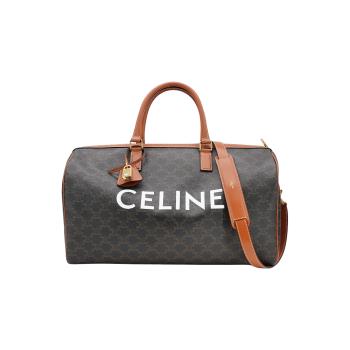 Celine Triomphe 帆布中型手提兩用旅行袋-45cm(黃褐色)