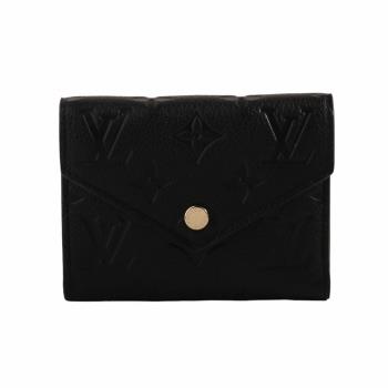 Louis Vuitton - 經典Monogram壓紋皮革暗釦信封式三折短夾(黑)