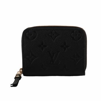 Louis Vuitton - 經典印花壓紋皮革ㄇ型拉鍊零錢包(黑)