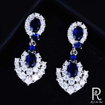  RJ New York 奢華皇家藍閃耀鋯石耳環項鍊(2款可選)