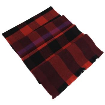 BURBERRY 4080212 撞色格紋混紡羊毛長圍巾/披肩.紅黑