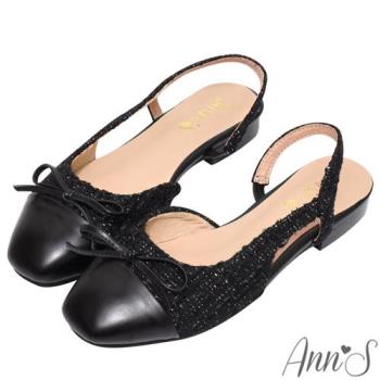 Ann’S魔法版型寬楦!友善拇指外翻氣質蝴蝶結平底鞋-黑