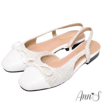 Ann’S魔法版型寬楦!友善拇指外翻氣質蝴蝶結平底鞋-米白