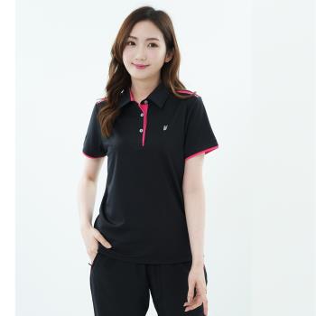 【遊遍天下】女款顯瘦抗UV吸濕排汗短袖機能POLO衫GS1046黑色(M-5L)大尺碼