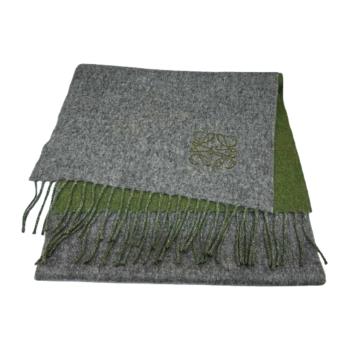 【LOEWE】雙面羊毛和喀什米爾混紡雙面雙色刺繡圍巾 ( 28 x 180 cm ) F810250X01