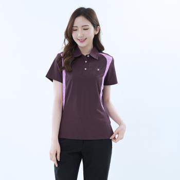 【遊遍天下】女款顯瘦抗UV吸濕排汗短袖機能POLO衫GS1048暗紫(M-5L)大尺碼