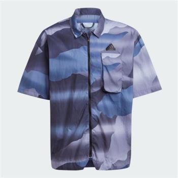Adidas 短袖上衣 男裝 襯衫 防潑水 藍【運動世界】IR5184