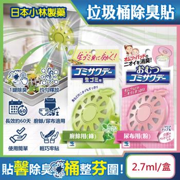 日本Kobayashi小林製藥-淨味芳香長效約60天垃圾桶專用蘋果造型除臭貼2.7ml/盒(廚餘去味清香貼,淨化空氣防異味,尿布去味消臭擴香)