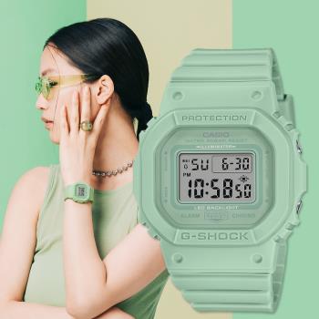 CASIO G-SHOCK 柔美色調霧面方形計時錶/綠/GMD-S5600BA-3