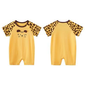 Colorland-棉質短袖包屁衣 寶寶連身衣 小貓款嬰兒服