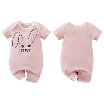 Colorland-棉質短袖包屁衣 寶寶連身衣 兔子款嬰兒服