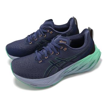 Asics 慢跑鞋 NovaBlast 4 D 女鞋 寬楦 藍 綠 彈力 支撐 厚底 運動鞋 亞瑟士 1012B704401